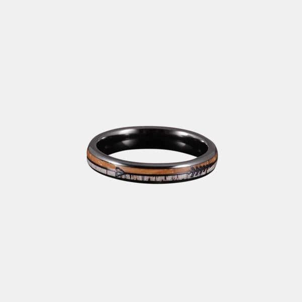 4mm Ceramic Ring With Arrow Inlay Deer Antler Rings