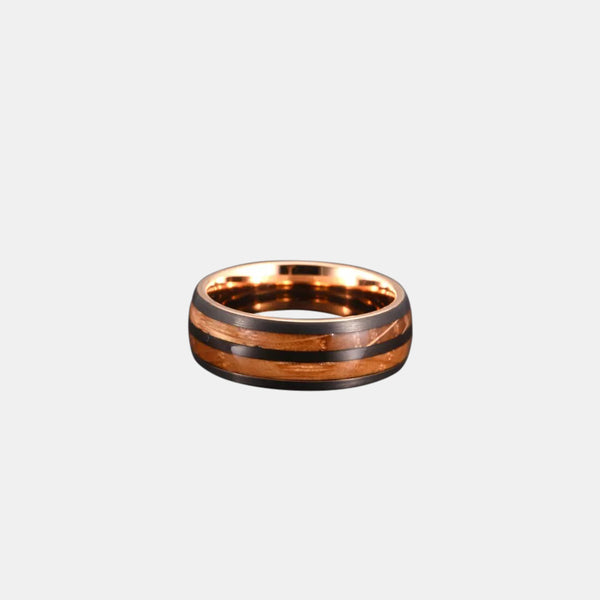 Tungsten Ring With Double Whiskey Wood Inlay Ring
